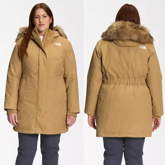 The North Face Arctic Parka Coat Down Antelope Tan Brown 2X Fur Hood Winter - Picture 1 of 11
